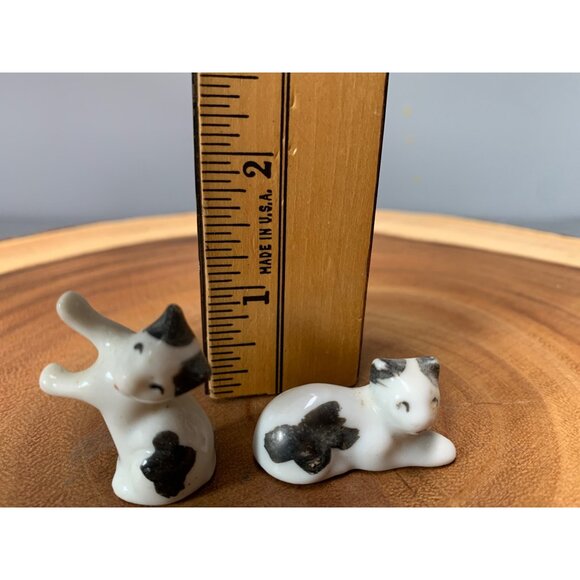 Vintage Miniature Cat Figurines Made In Japan Black & White Ceramic Set of 2 - Picture 6 of 10